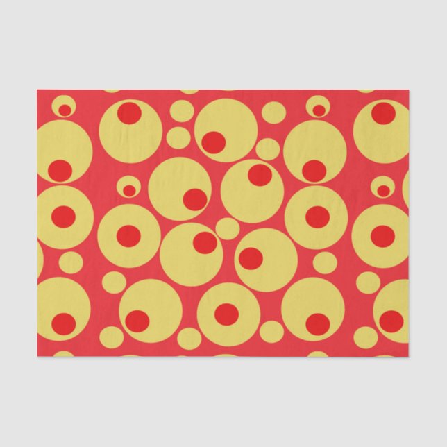 Mousseline Papier tissu Red et Gold Circles (Recto)