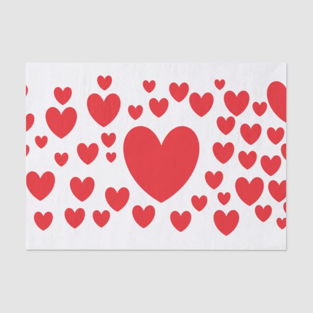 Mousseline Papier Tissu Red Hearts (Recto)