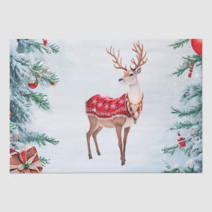 Mousseline Papier Tissu Reindeer Holiday