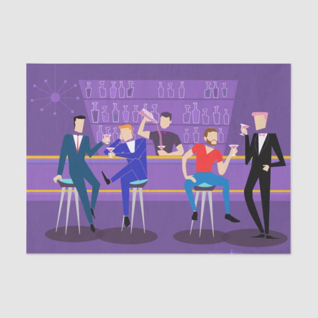 Mousseline Papier Tissu Retro Gay Bar (Recto)