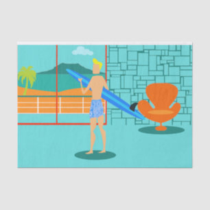 Mousseline Papier Tissu Retro Surfer Dud