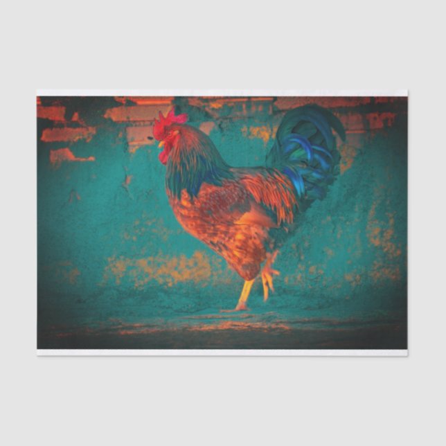 Mousseline Papier Tissu Rooster (Recto)