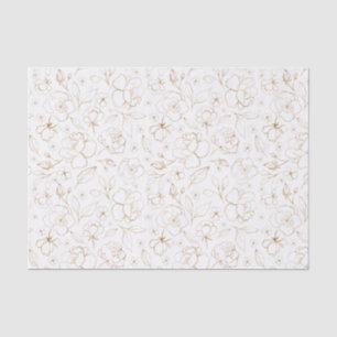 Mousseline Papier Tissu Rose à croquis d'or
