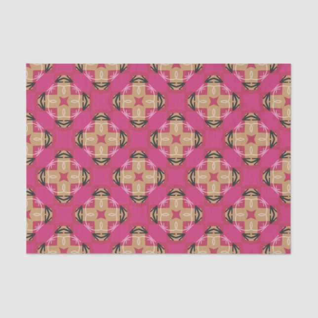 Mousseline Papier Tissu Rose Chaud Southwestern de Disque (Recto)