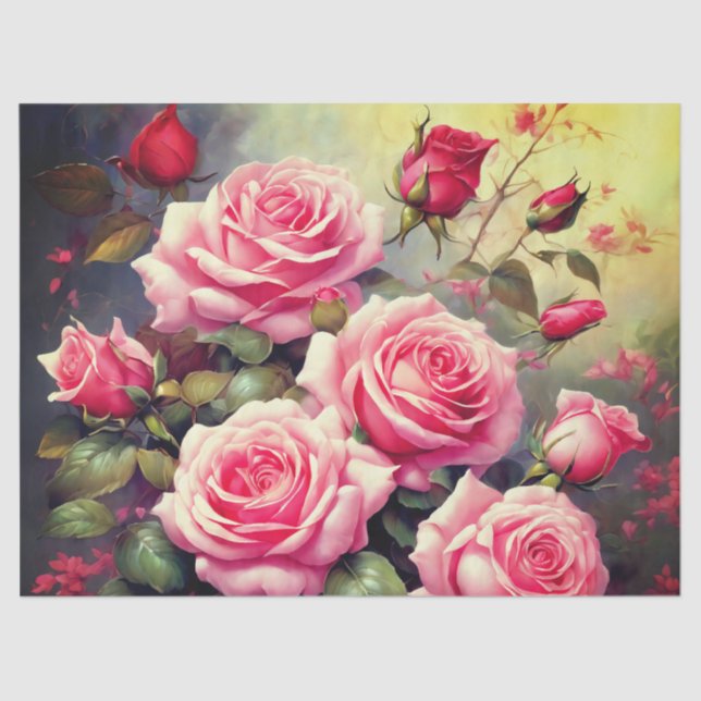 Mousseline Papier Tissu Roses Roses Roses Roses Roses Roses (Recto)