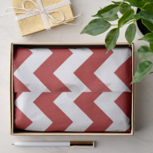 Mousseline Papier Tissu Rouge Blanc Zigzag