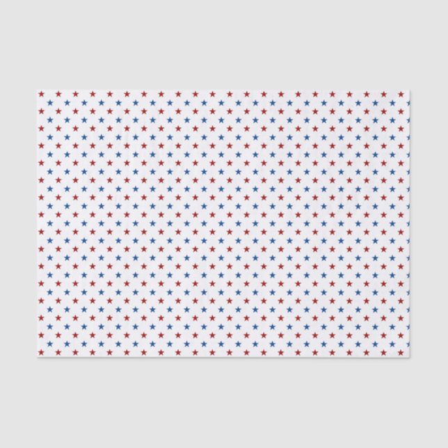 Mousseline Papier Tissu rouge et bleu Patriotic Stars (Recto)