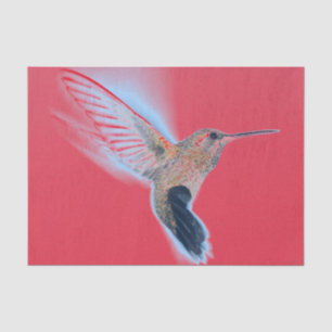 Mousseline Papier Tissu ROUGE PERSONNALISABLE HUMMINGBIRD