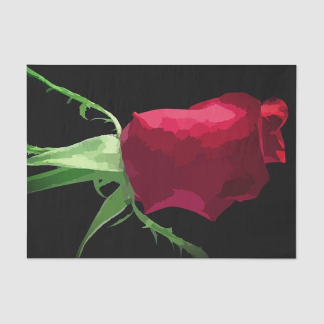 Mousseline Papier Tissu Rouge Rose Bud (Recto)