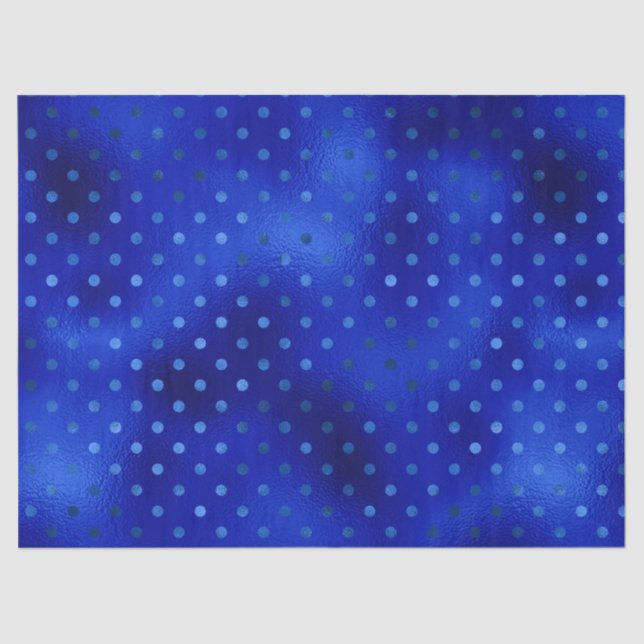 Mousseline Papier Tissu Royal Blue Foil Polka Dot Hanoukka (Recto)