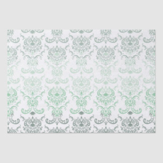 Mousseline Papier Tissu Sage Ombre Damask