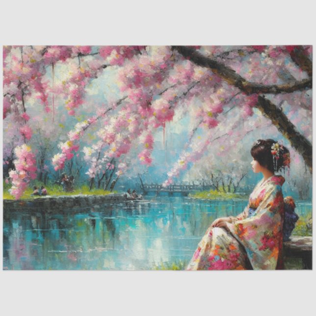 Mousseline Papier Tissu Scénario Asiatique (Recto)