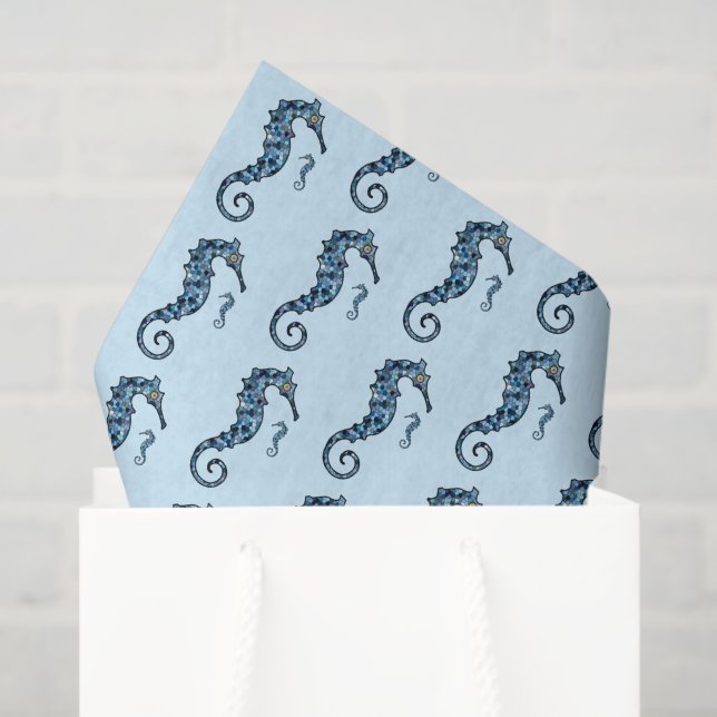 Mousseline Papier Tissu Seahorse (Sac cadeau)
