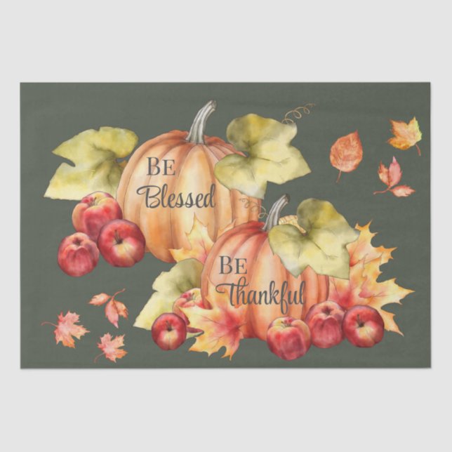 Mousseline Papier Tissu Set 2 Green Thankful; Blessé (Recto)