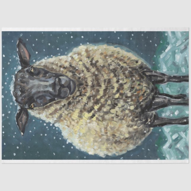 Mousseline Papier Tissu Sheep d'hiver (Recto)