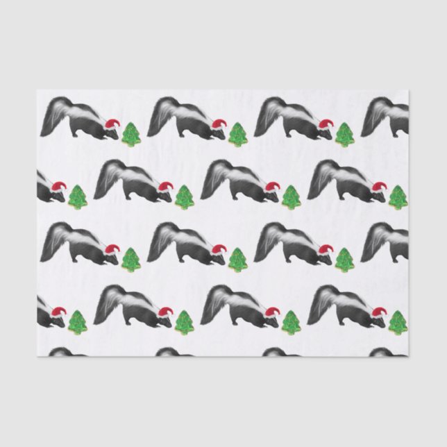 Mousseline Papier Tissu Skunk de Noël (Recto)