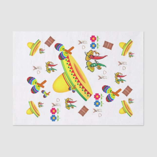 Mousseline Papier Tissu Sombrero Hot Peppers Floral (Recto)