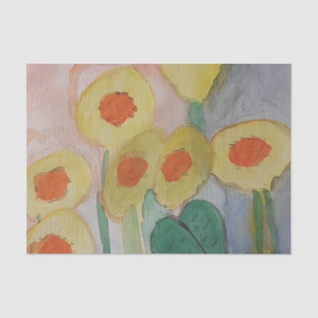 Mousseline Papier Tissu Sunflower Abstrait (Recto)