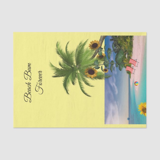 Mousseline Papier Tissu Sunflower Beach (Recto)