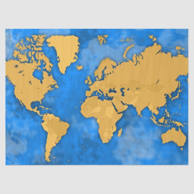 Mousseline papier tissu sur les continents (Recto)