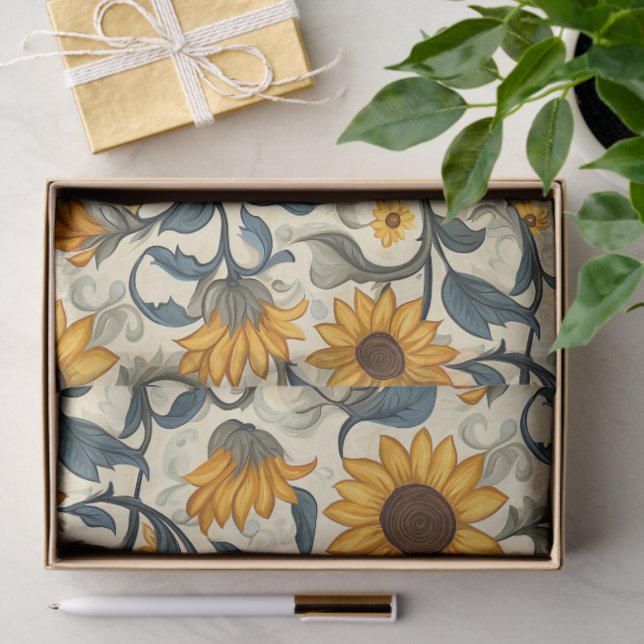 Mousseline Papier Tissu Tournesol Art Nouveau - 10lb, 17"x23" (Cadeau)