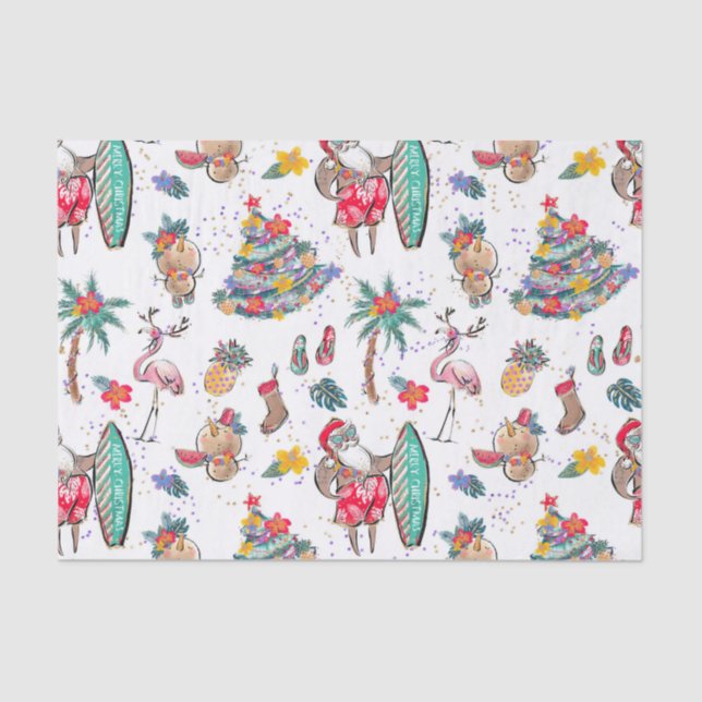 Mousseline Papier Tissu Tropical Holiday Christmas (Recto)