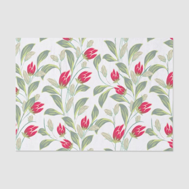 Mousseline Papier Tissu Tulipe Rouge (Recto)
