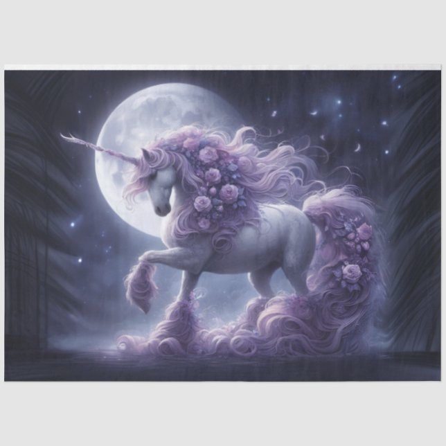Mousseline Papier Tissu Unicorne de nuit (Recto)