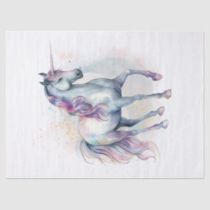 Mousseline Papier Tissu Unicorne Découpage aquarelle