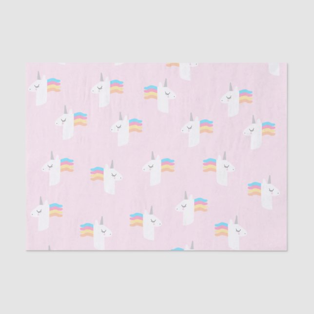 Mousseline Papier Tissu Unicorne Rose (Recto)