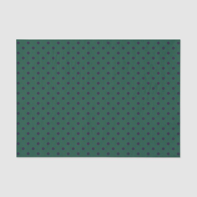 Mousseline Papier Tissu Vert + Points Polka Violet (Grand) (Recto)