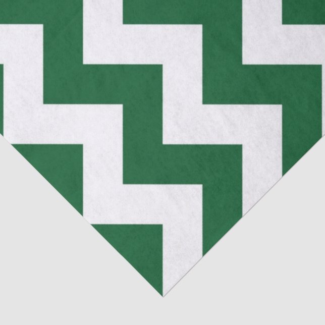 Mousseline Papier Tissu Verte et Blanc Zigzag (Détail)
