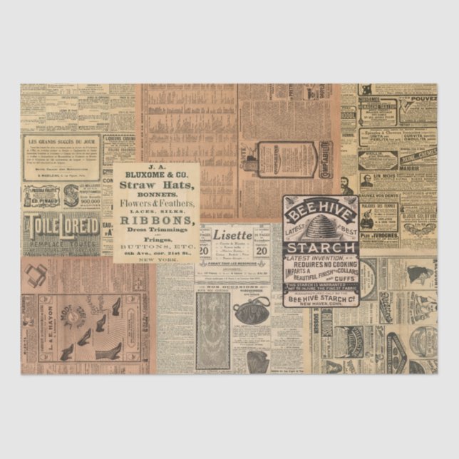 Mousseline Papier Tissu Vintage Ad Collage (Recto)