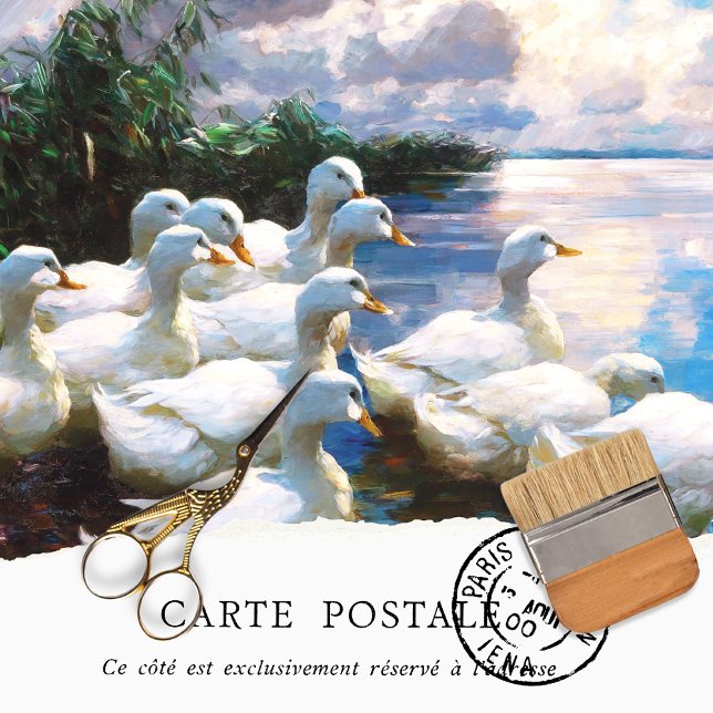 Mousseline Papier Tissu vintage Canards (Créateur téléchargé)