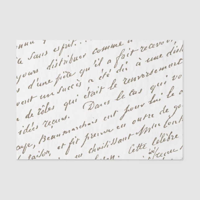 Mousseline Papier Tissu Vintage Gold Script français (Recto)