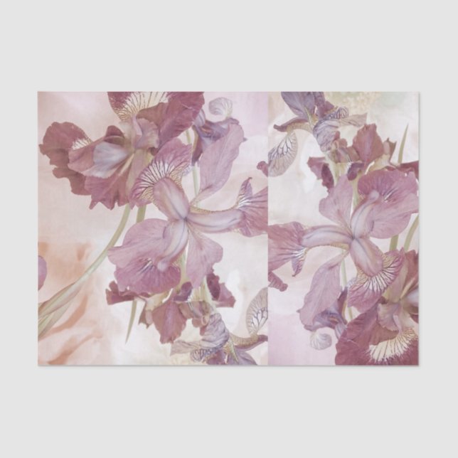 Mousseline Papier Tissu vintage Irises (Recto)