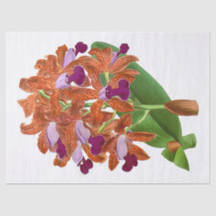 Mousseline Papier Tissu vintage Orange violet orchidée