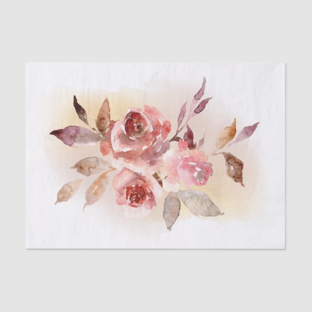 Mousseline papier tissu watercolorflowers (Recto)