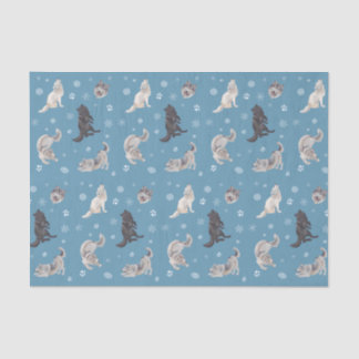 Mousseline Papier Tissu Wolf Holiday