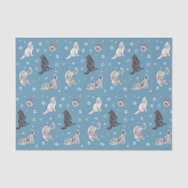 Mousseline Papier Tissu Wolf Holiday (Recto)