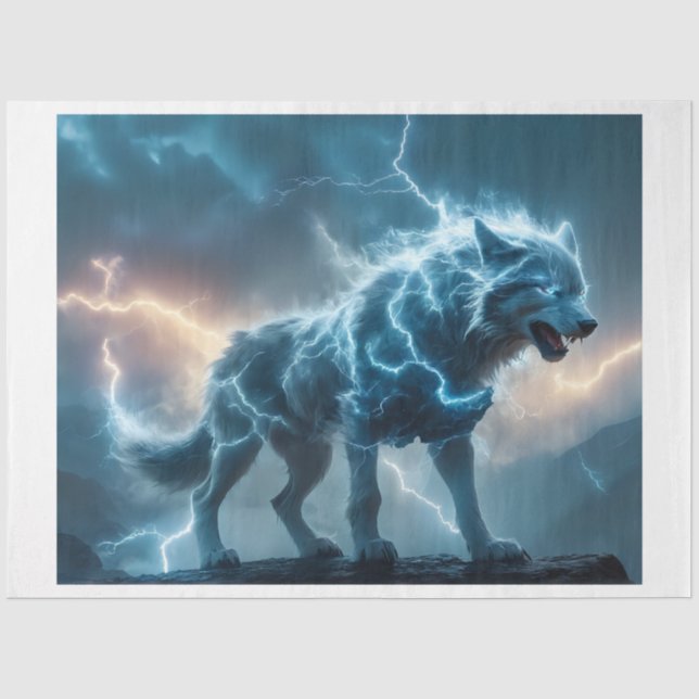 Mousseline Papier Tissu Wolf Lightning (Recto)