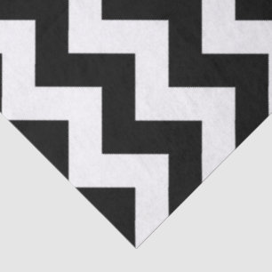 Mousseline Papier Tissu Zigzag noir et blanc