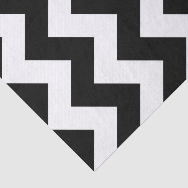 Mousseline Papier Tissu Zigzag noir et blanc (Détail)