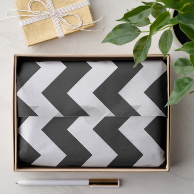 Mousseline Papier Tissu Zigzag noir et blanc (Cadeau)