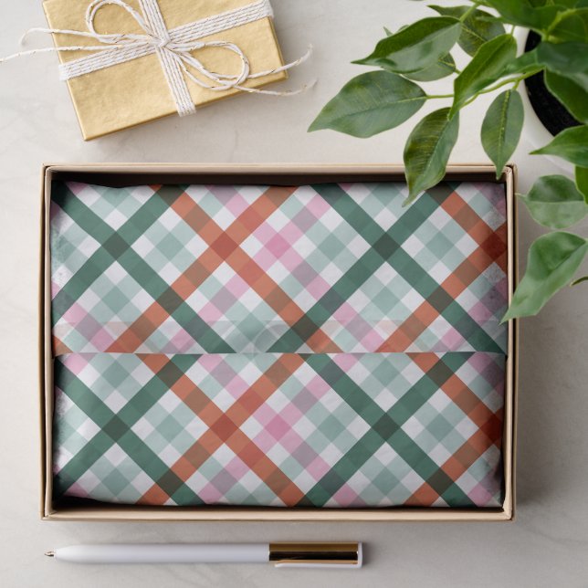 Mousseline Papier tissue à motif Gingham de Noël (Cadeau)