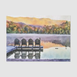 Mousseline Papier tissue aquarelle Adirondak lac Heart automn