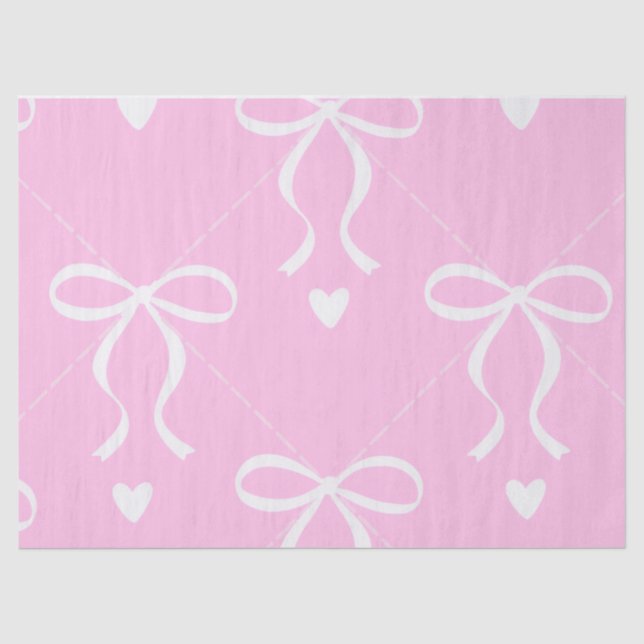 Mousseline papier tissue bow en rose et blanc coquette  (Recto)