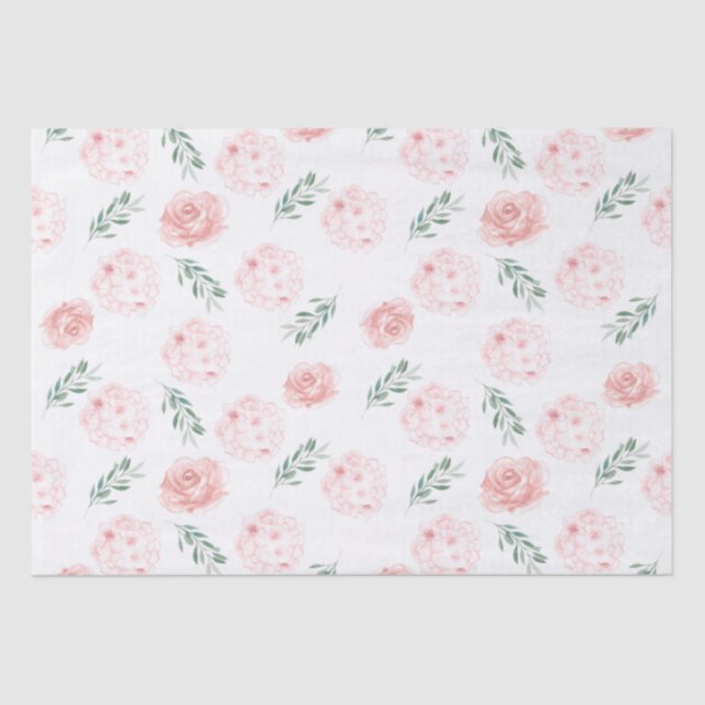 Mousseline Papier tissue cadeau Hortensia rose  (Recto)