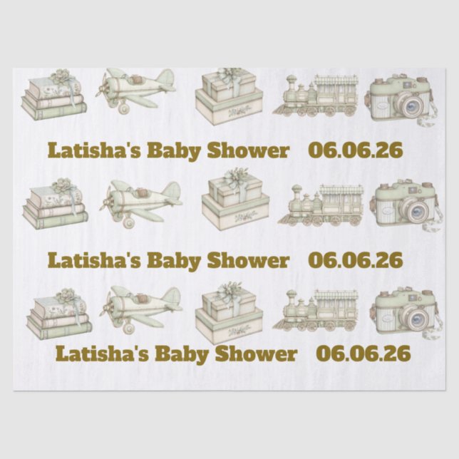 Mousseline Papier tissue éditable pour baby shower neutre (Recto)