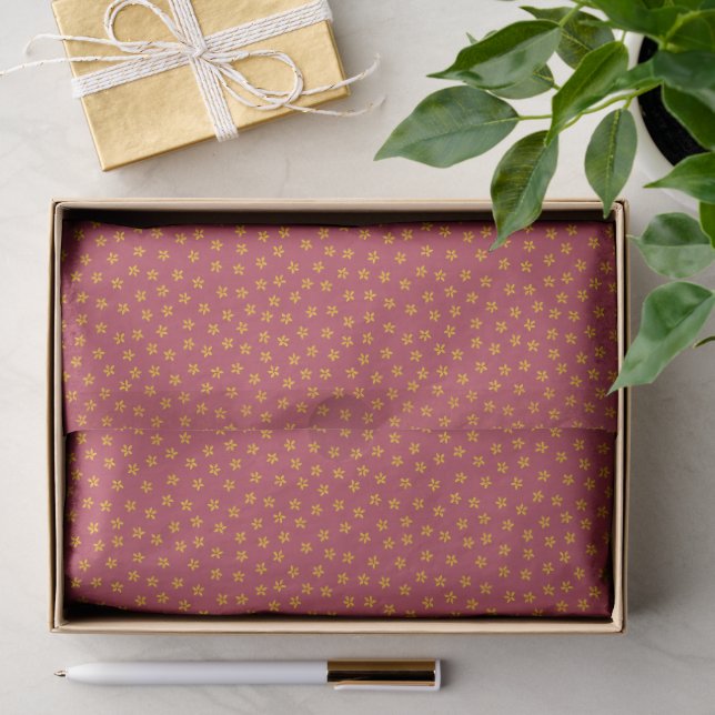 Mousseline Papier tissue fleur étoile dorée miniature rouge (Cadeau)